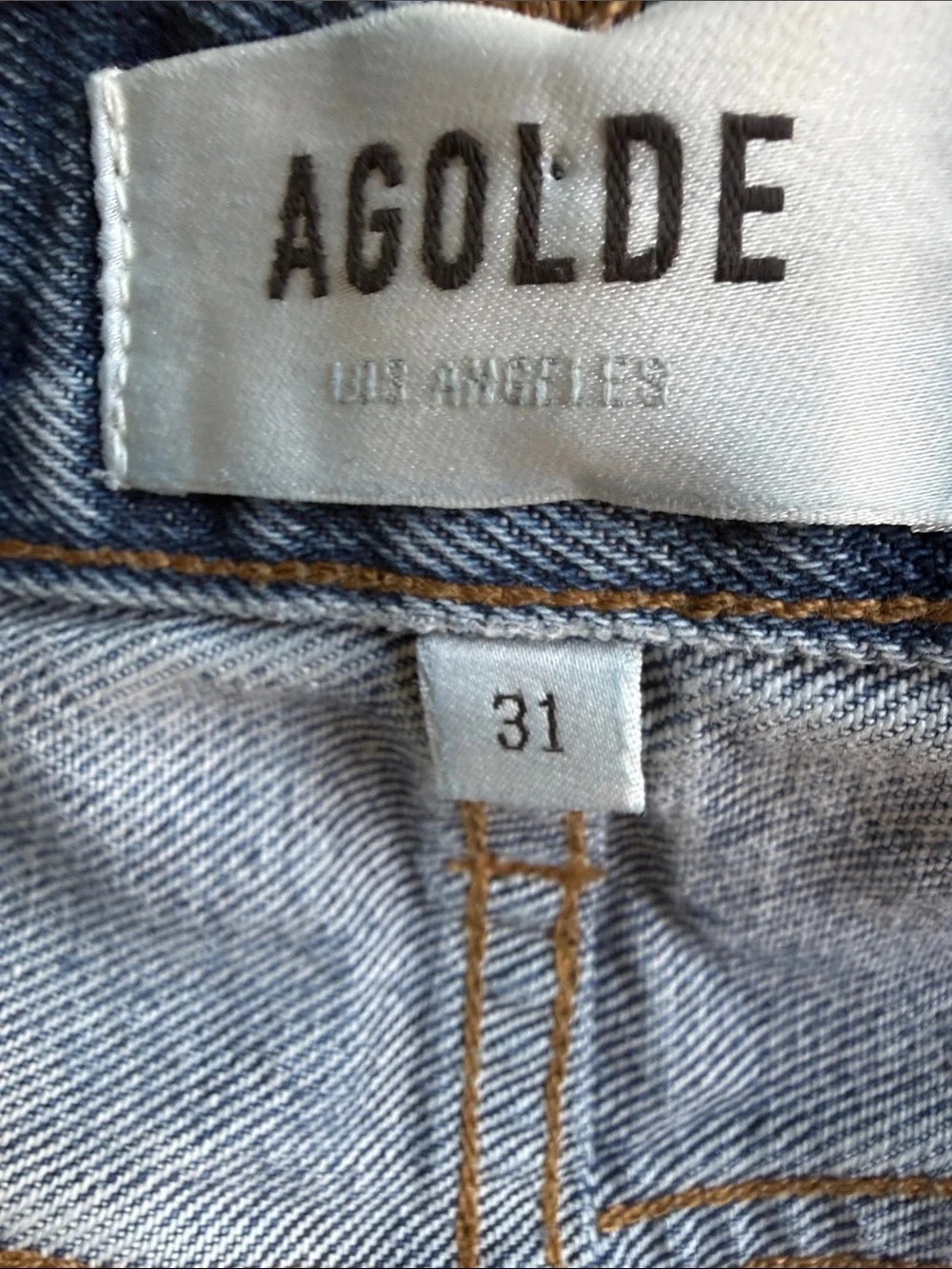 AGOLDE Parker LONG Wheel Denim Cut Off Jean Shorts Sz 31